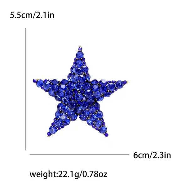 Star Royal Blue Crystal Brooch - Picture 2 of 3